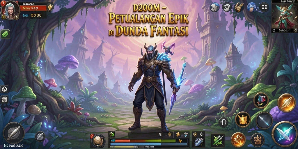 Tangkapan layar yang menampilkan aksi seru dalam D200M dengan pemandangan indah.