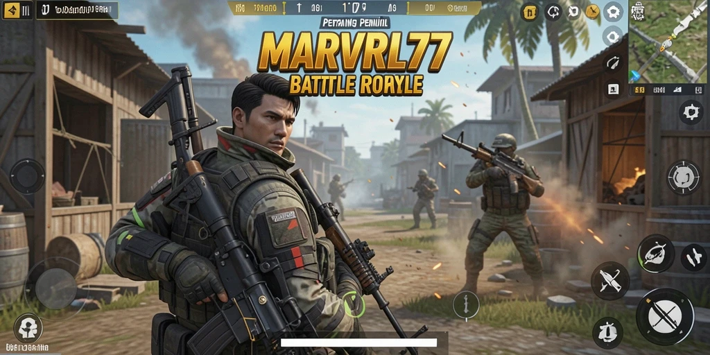 Screenshot dari gameplay MARVRL77 yang menegangkan di tengah pertempuran.