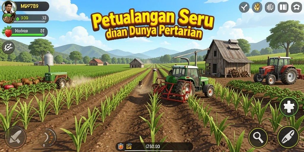 Screenshot gameplay MVP789 menunjukkan aktivitas bertani yang seru dan berwarna.