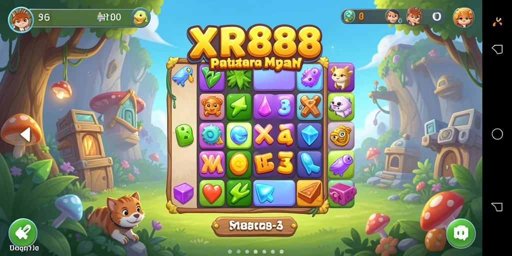 Screenshot gameplay XR88 dengan aksi Match-3 yang seru.
